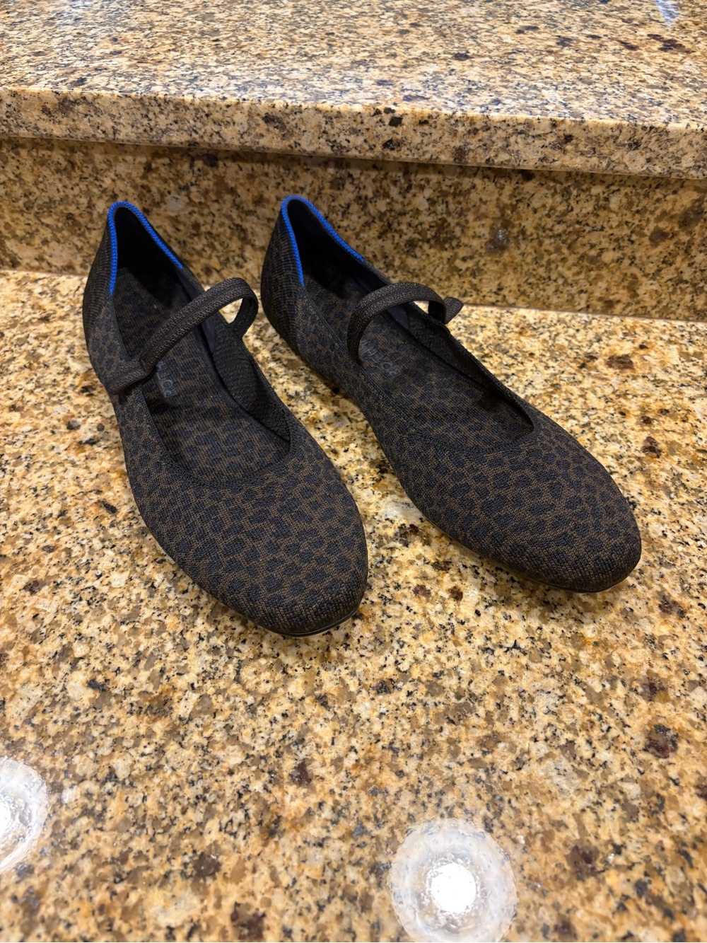 Rothy’s The Square Mary Jane Strap Ballet Flat In Classic Cheetah Size 13 Black